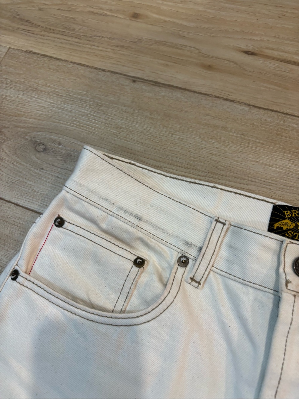 Bravestar Strongman 12oz Desert Bone Japan Selvedge Jeans Men’s Natural 34x30 - Picture 3 of 13